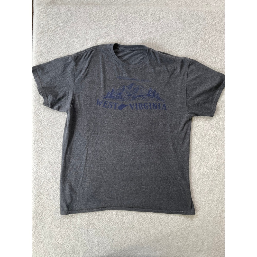 Unbranded Mens Large T-Shirt Gray West Virginia Mountain Graphic Short Sleeve